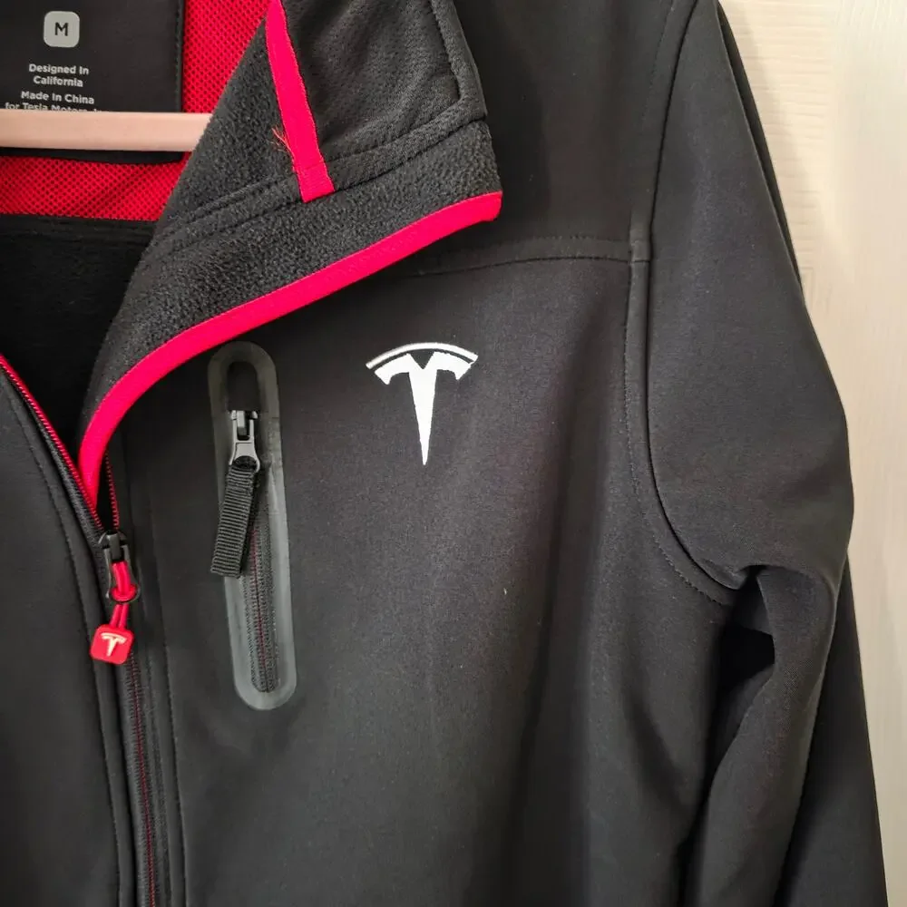 Tesla Corporate Softshell Full-Zip Black/Red Jacket Size Medium